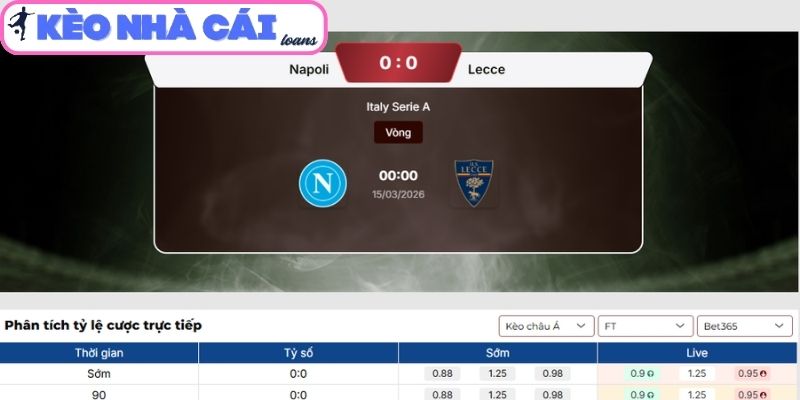 Kèo châu Á trận Napoli vs Lecce (00:00 ngày 15/03, Serie A)